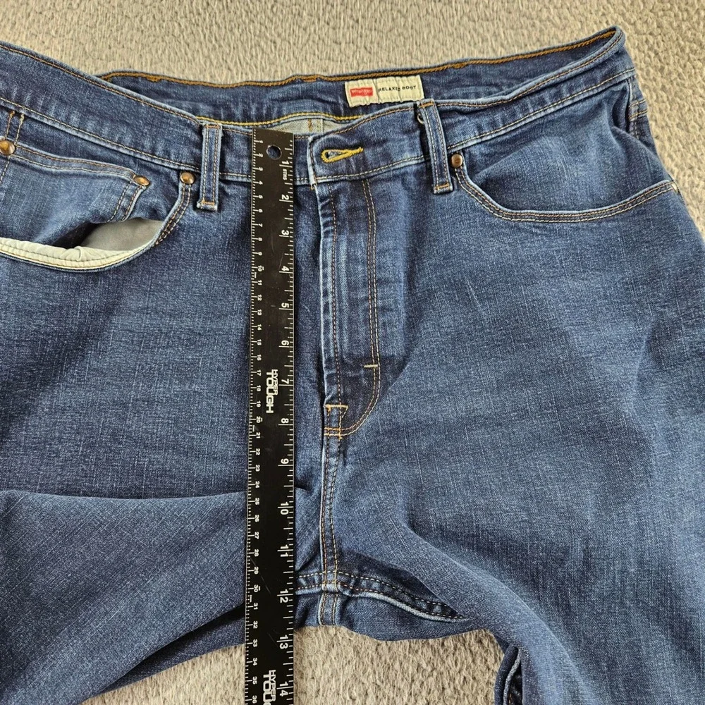 Wrangler Relaxed Boot Cut Jeans Mens 36x30 Dark Wash Blue Stretch‎ Western Chore